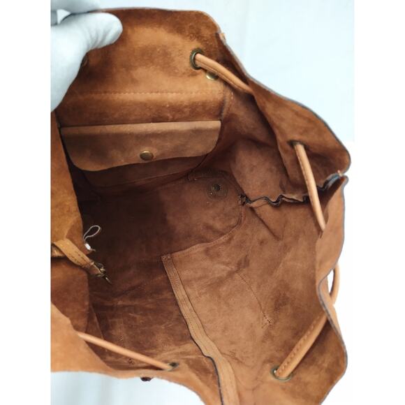 Patricia Nash Casape Burnished Cognac Suede Drawstring Backpack - MSRP $199 main image 7